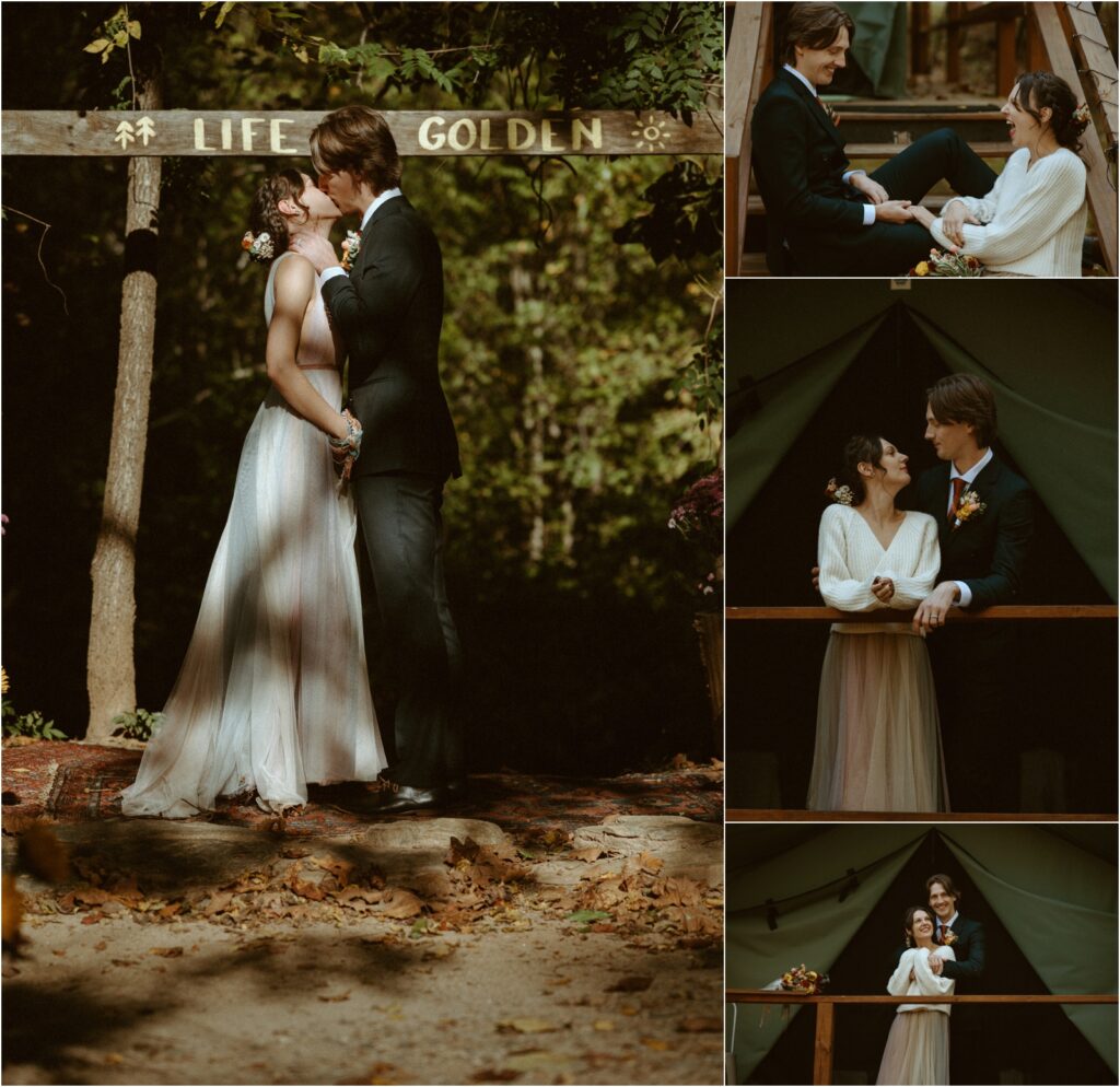 Bride and groom at Gold River Campground for an intimate photoshoot after the ceremony.