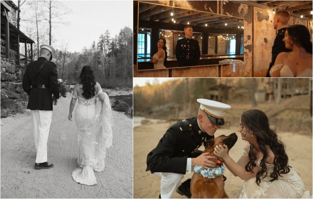 Wedding Couple Portraits during their affordable elopement package at Brown Mountain Beach Resort